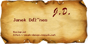 Janek Dénes névjegykártya